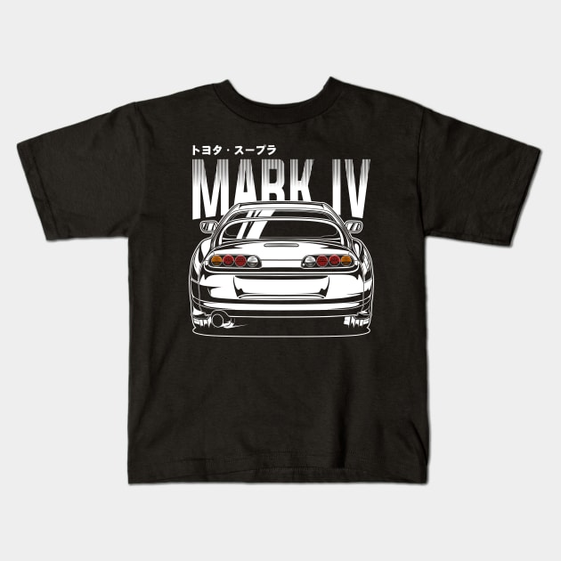 Toyota Supra Mk4 (White Print) Kids T-Shirt by idrdesign